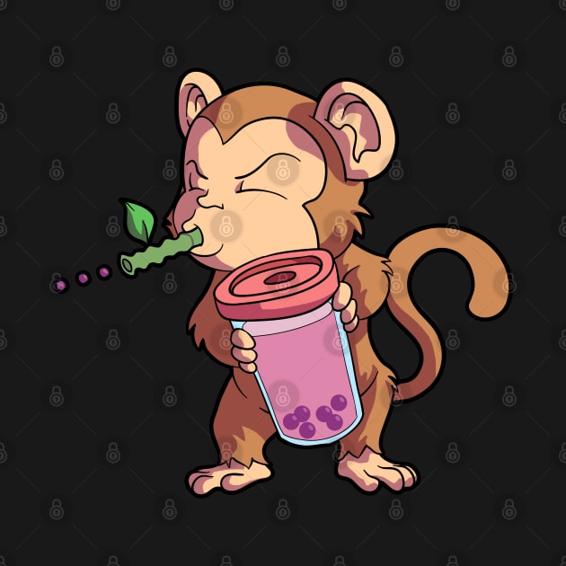 Monkey Bubble Tea Year of the Monkey Chinese Zodiac Boba Tea by Blink_Imprints10