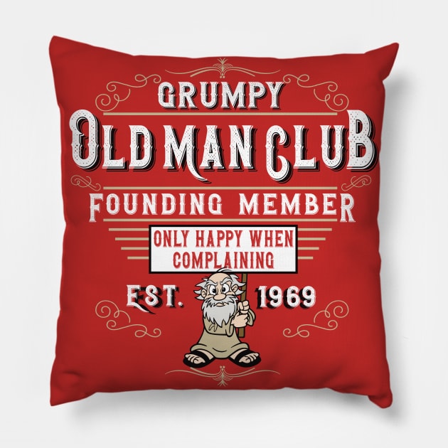 Grumpy Old man Club Pillow by Alema Art