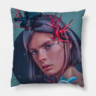 Girl and fish Pillow