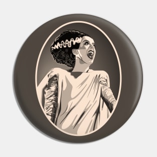 Bride of Frankenstein Portrait (Sepia) Pin