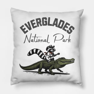 Alligator and Raccoon Everglades National Park Pillow