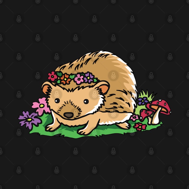 A cute hedgehog with flowers by theanimaldude