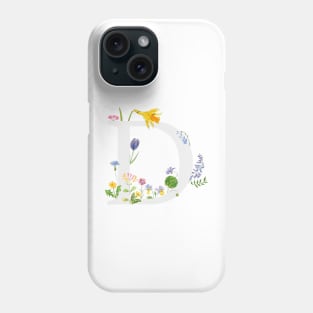 botanical monogram alphabet d wildflowers Phone Case