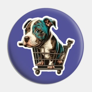 Cute Pitbull In A Shopping Cart Pin