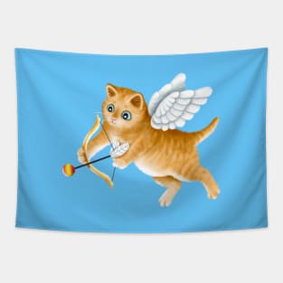 Ginger Cherub Kitten With a Bow and an Arrow Tapestry