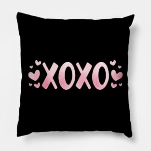 XOXO with Hearts Pink Watercolor Pillow