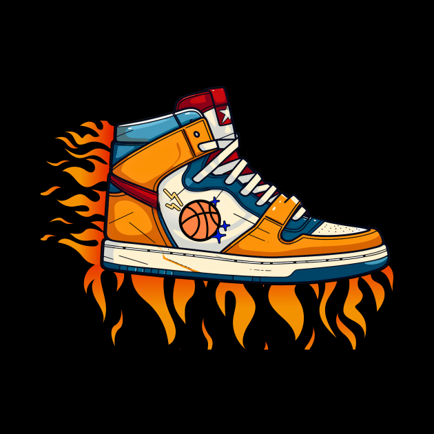 Burning Basketball Shoe Art by mieeewoArt