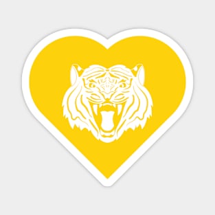 Tiger Mascot Cares Yellow Magnet