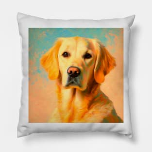 Majestic Furry Friend - Golden Retriever in Van Gogh Style, Labrador Retriever Doggo Pillow