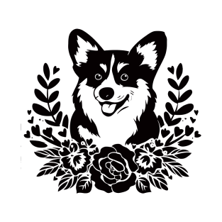 Charming Smiling Dog with Floral Wreath Cute Animal Lover T-Shirt