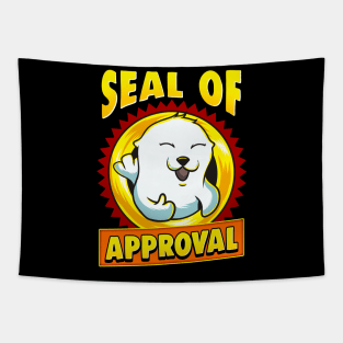 Cute & Funny Seal Of Approval Baby Seal Cub Pun Tapestry