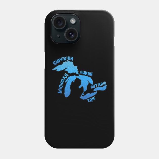 Great Lakes Outline of all 5 Lakes Phone Case by gorff