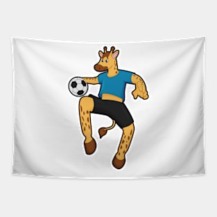 Giraffe as Soccer player with Soccer ball Tapestry