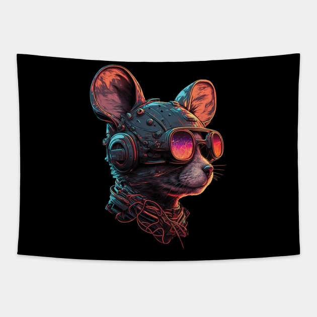 Futuristic Cyperpunk - Mechanical Steampunk Rat Tapestry by RailoImage