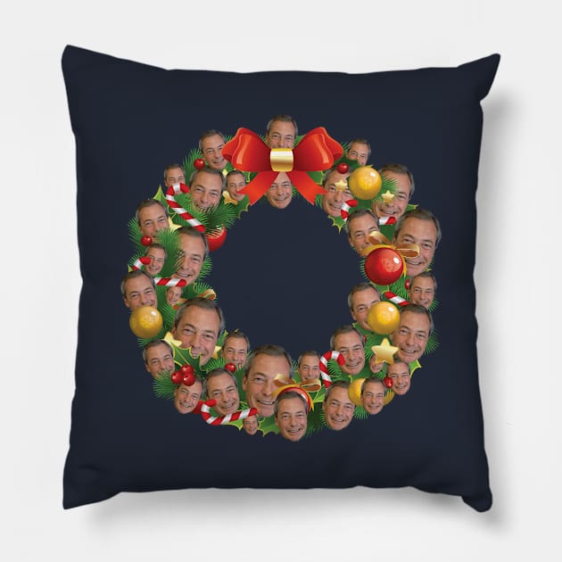 Nigel Farage UKIP Multiface Christmas Wreath Pillow by Rebus28