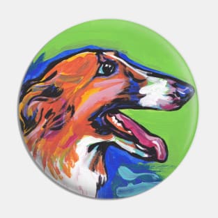 Borzoi Bright colorful pop dog art Pin