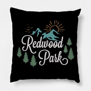 Redwood California National Park Retro Vintage Pillow