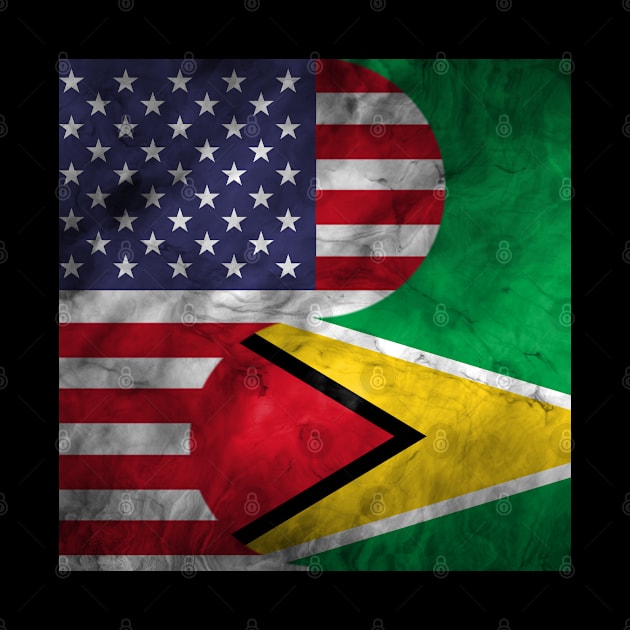 USA and Guyana Dual Flag Yin Yang Combination by Family Heritage Gifts