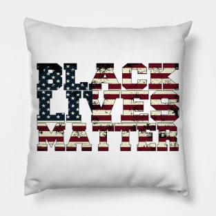 Black Lives Matter Take a Knee BLM USA Grunge Flag Text Pillow