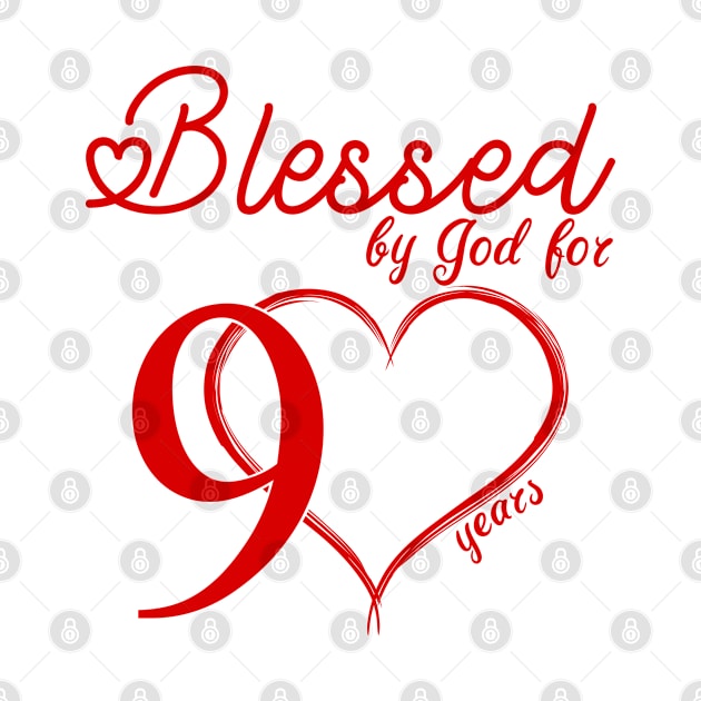 Blessed by god for 90 years old with heart 90th Birthday Gift ideas by BijStore