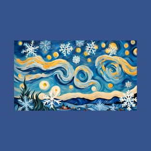 Snowflakes van Gogh Style T-Shirt