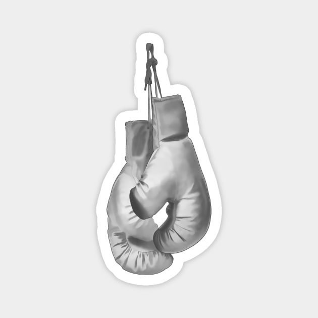 Boxing Gloves black and white boxing sport Magnet by LittleBean