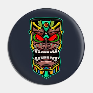 Tiki Mask Colorful Pin