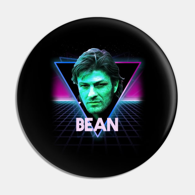 Sean Bean Retro 80s Neon Landscape Pin by Bevatron