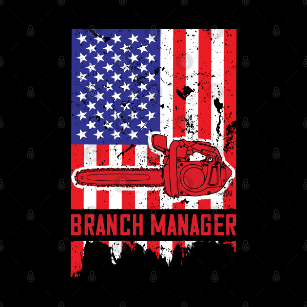 Chainsaw Branch Manager American Flag by Huhnerdieb Apparel