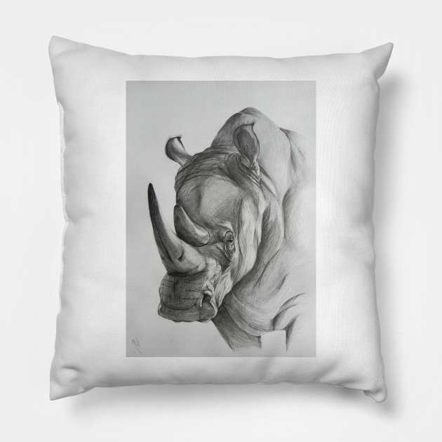 Rhinoceros Pillow by hicksi7