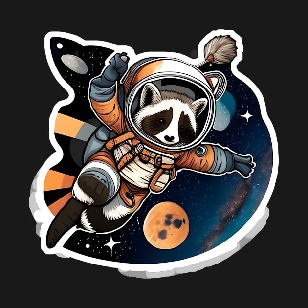 Ronald the Raccoon but he's playing football with a moon Sticker by Walford-Designs