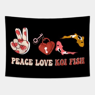 peace love koi fish retro valentines day luck Tapestry