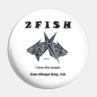 San Diego CA., I love the Ocean, 2 fish Pin