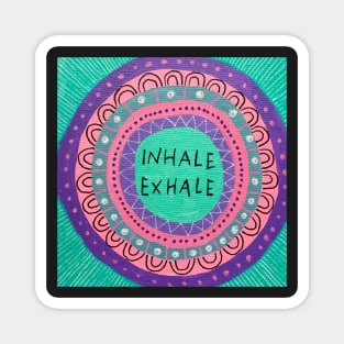 Pink Inhale Exhale Mandala Magnet