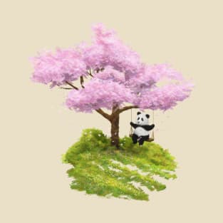 Panda on the tree swing T-Shirt