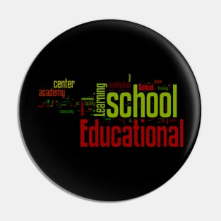 School and Education red, white, yellow word cloud Pin