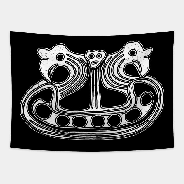 Viking Ship with Raven Heads Tapestry by LaForma