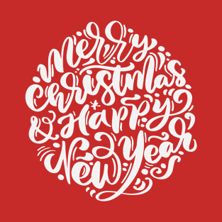 Merry Christmas and happy new year lettering gift T-Shirt