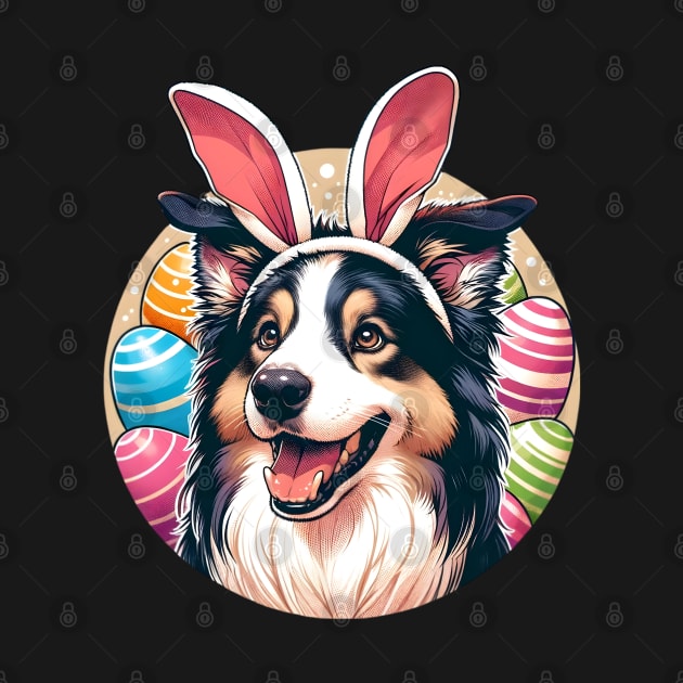 Border Collie with Bunny Ears Celebrates Easter Delight by ArtRUs