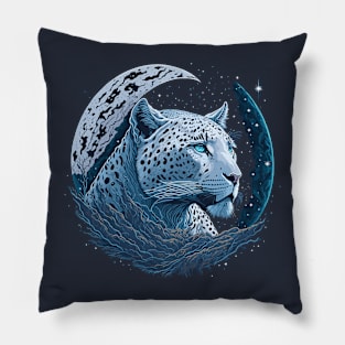 White Leopard At Night Time Pillow