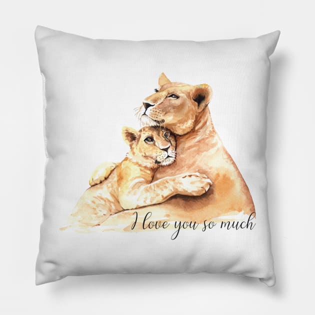 I love you so much lion mum baby Pillow by Mako Design 