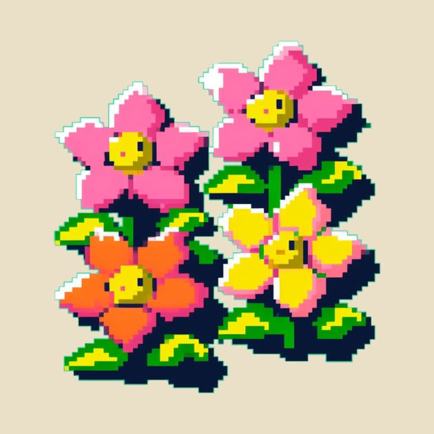 8 Bit Blooming Flowers by nerd.collect