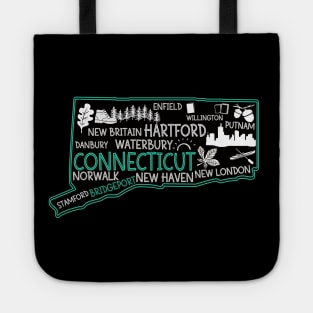 Connecticut Bridgeport cute map Waterbury New Haven Enfield Willington Putnam Norwalk Stamford Danbury Tote