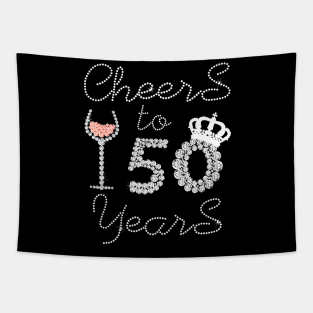 Queen Girl Drink Wine Cheers To 50 Years Old Happy Birthday Tapestry