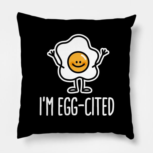 I’m egg-cited cool excited egg funny food pun Pillow by LaundryFactory