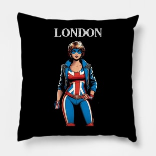 London England Female Comic Book Super Hero Pillow