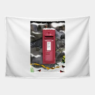 Traditional Red Post Box Christmas design Tapestry