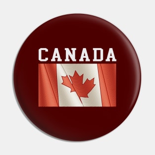 Canada Flag Closed Up and Text Retro Vintage Look Pin