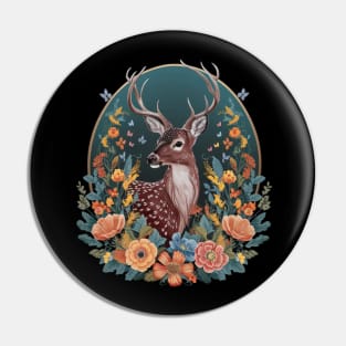 Cottagecore Floral Deer Aesthetic Pin