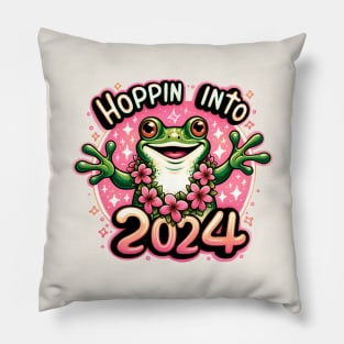 Hoppin Into 2024 Frog Pillow